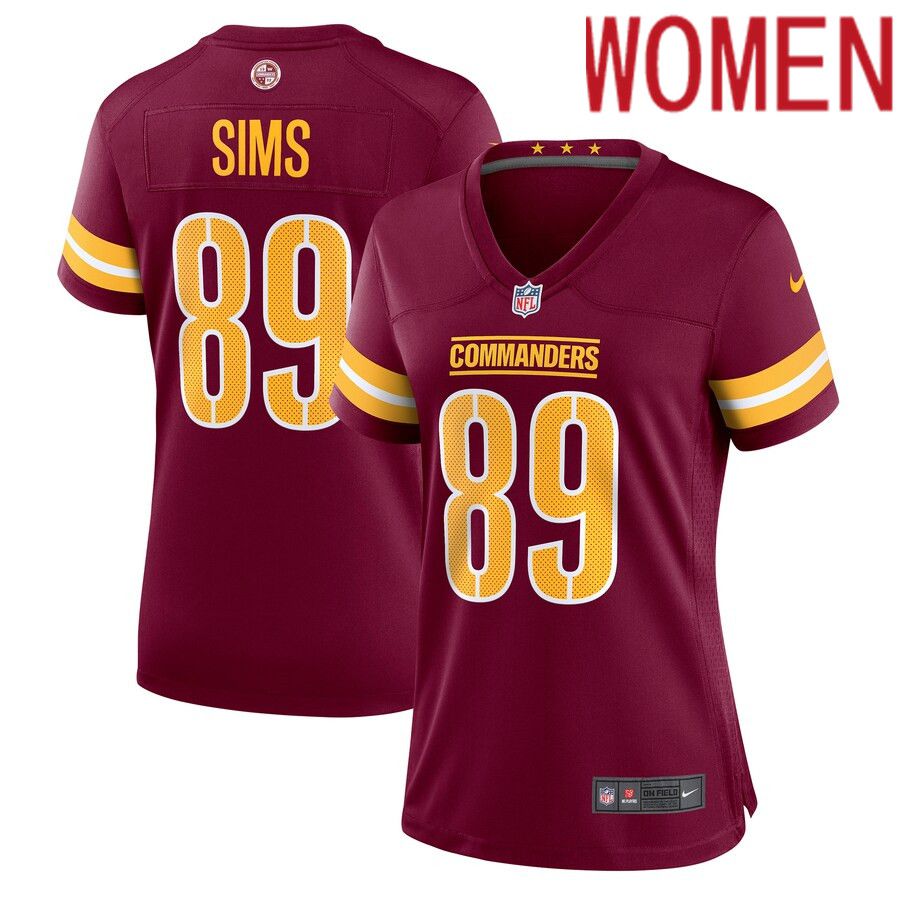 Women Washington Commanders #89 Cam Sims Nike Burgundy Game NFL Jersey->customized nfl jersey->Custom Jersey